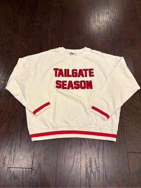 Beach Riot x Anthropologie Tailgate Season Cream/Red Sweatshirt S NWOT imperfect